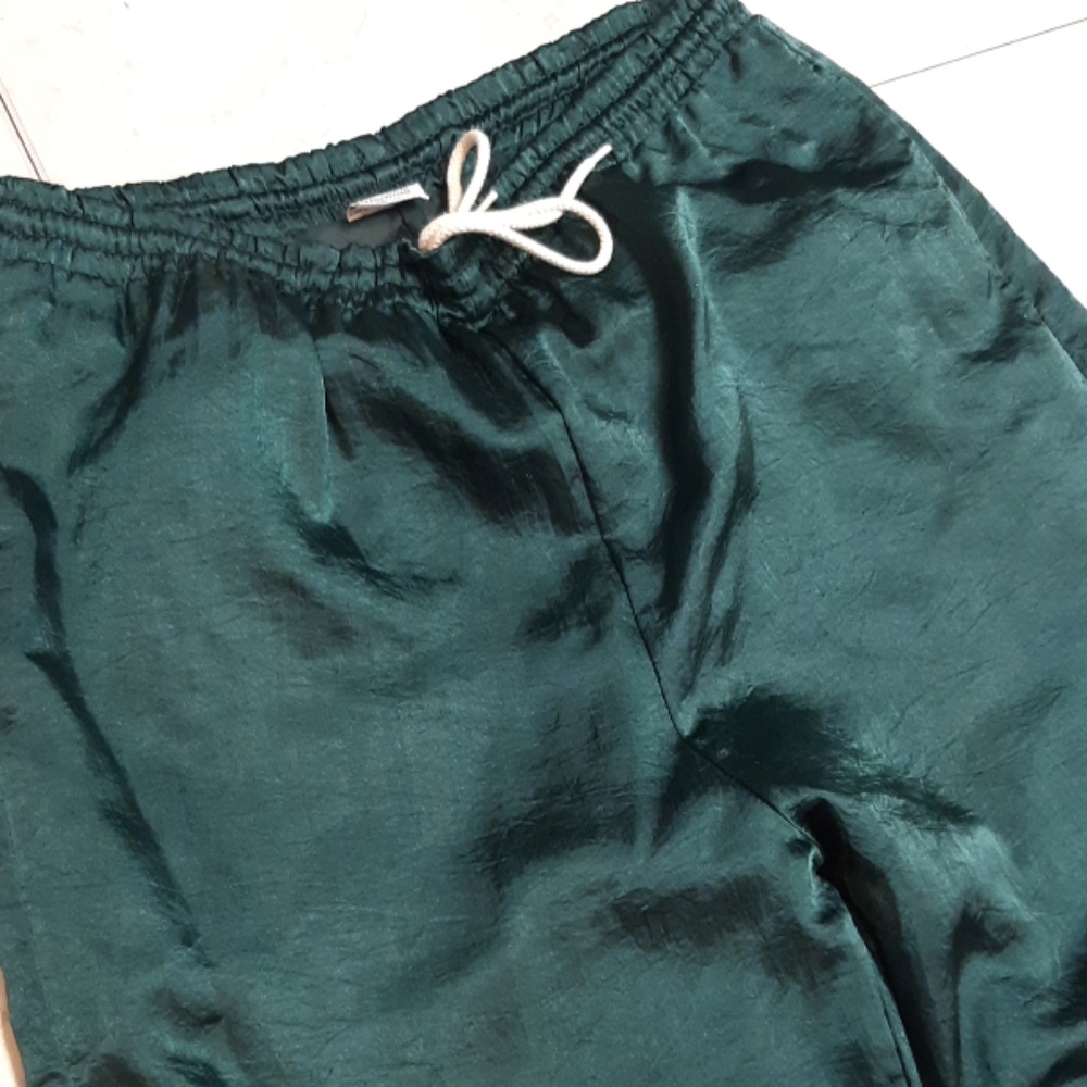 Athletic Sports pants Sz Med Ski, Jogger, Track Blue Green Elastic Tie Wasit